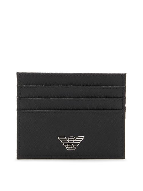 Card holder with pocket in regenerated saffiano leather with eagle plate Emporio Armani | Y4R173 Y138E.81072